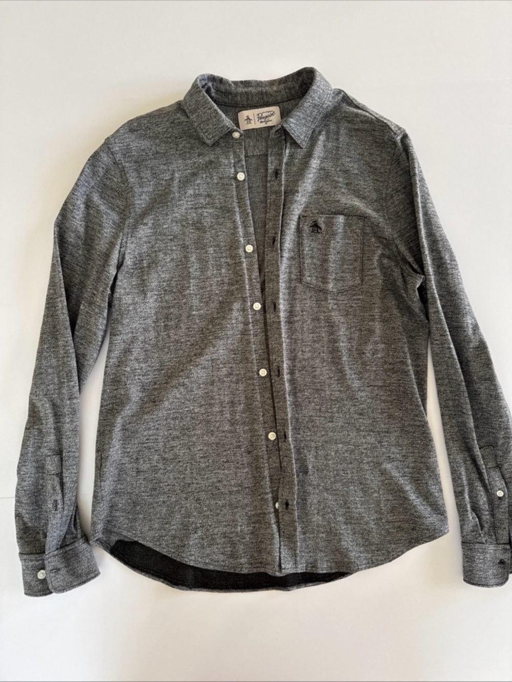 Original Penguin Gray Button Down Shirt Long Sleeve Pocket Casual Men’s M